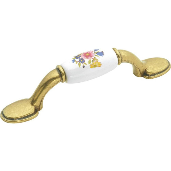 D. Lawless Hardware (5 Pack) 3 inch White Ceramic & Flowers Pull